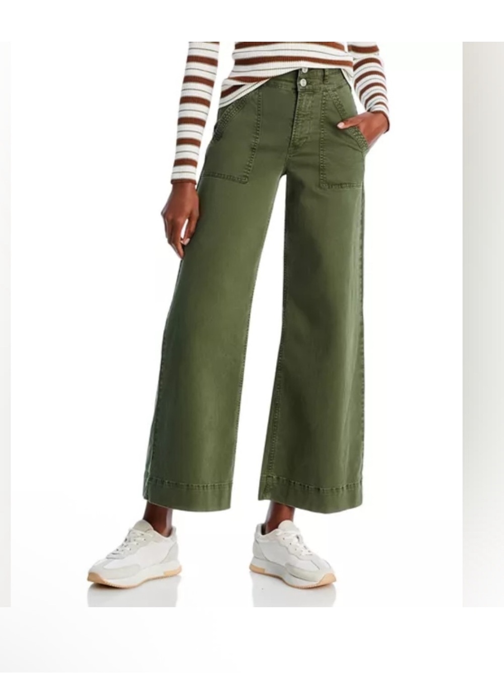 Frame Double Waistband High Rise Palazzo Pants Size 26 Washes Surplus Green
